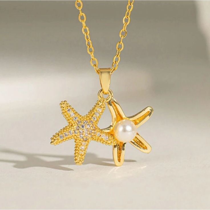 “Secret Pearl Starfish” Hidden Shrouded Masked Cloaked Sea Star Locket Necklace _ Color_ Gold_White _ Size_ See Description.jpeg