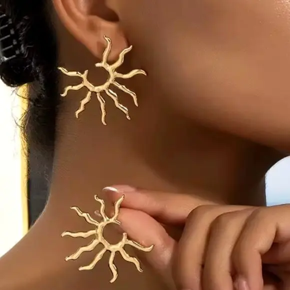 Celestial Radiant Sun Gold Earrings.webp