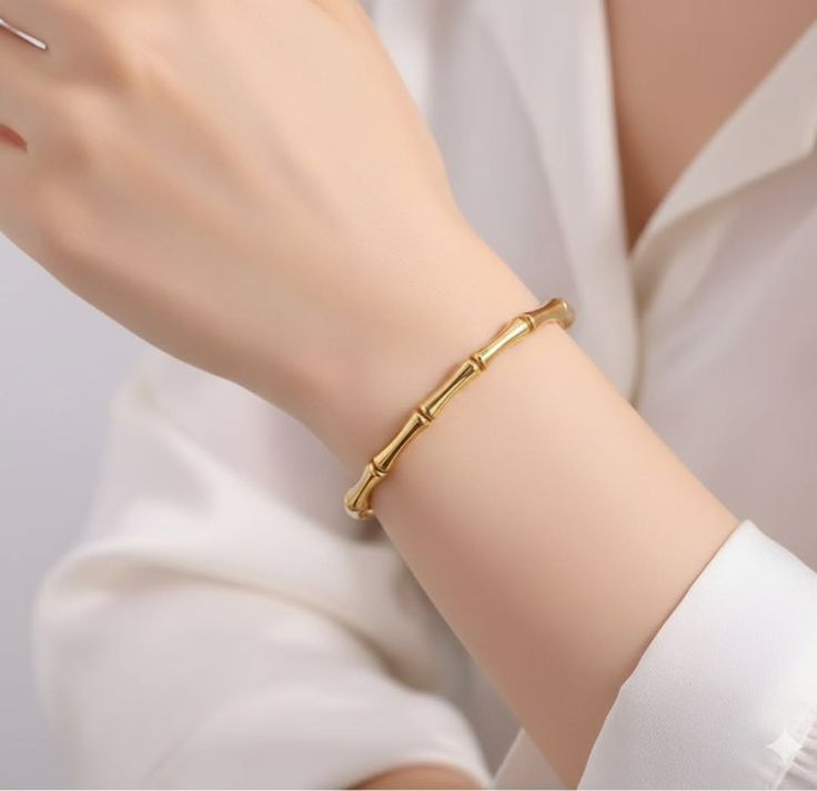 Anti Tarnish 304 bamboobracelet_ Stainless steel _ hypoallergenic _ 18k gold plated _ waterproof _For Rs 450_Free Shipping 🇮🇳_To order contact on +91 80758 26063__#Jewellery #JewelryLover #Fashion #IndianJewellery #MadeInIndia Indian.jpeg