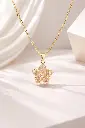 Elegante Rotierende Rosa Blume Halskette für Frauen - Goldfarbener Edelstahl Anhänger Anti-Stress-Schmuck.webp